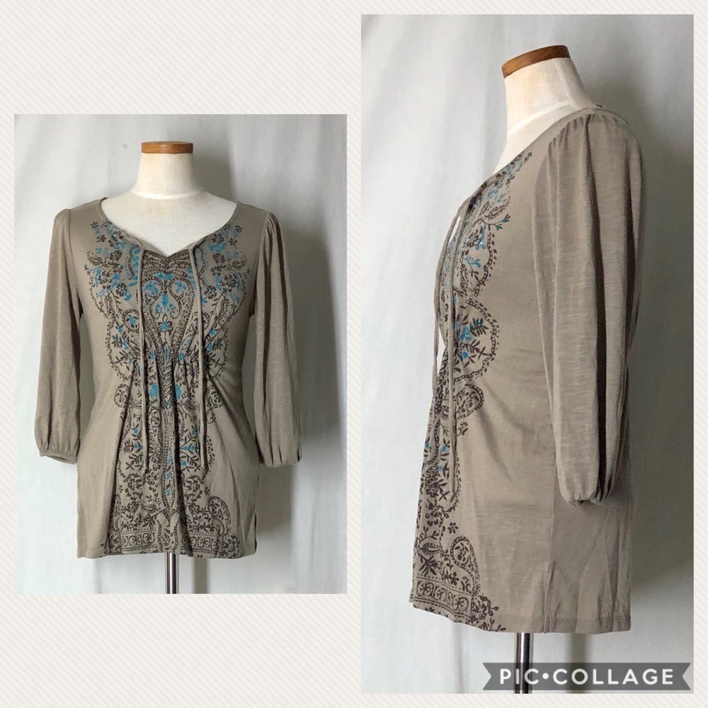 🛍Style & Co Boho Top w/Embellishments Sz XS